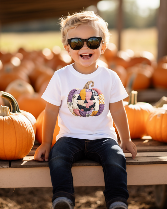 Patchwork Fall Pumpkin Toddler Graphic Tee
