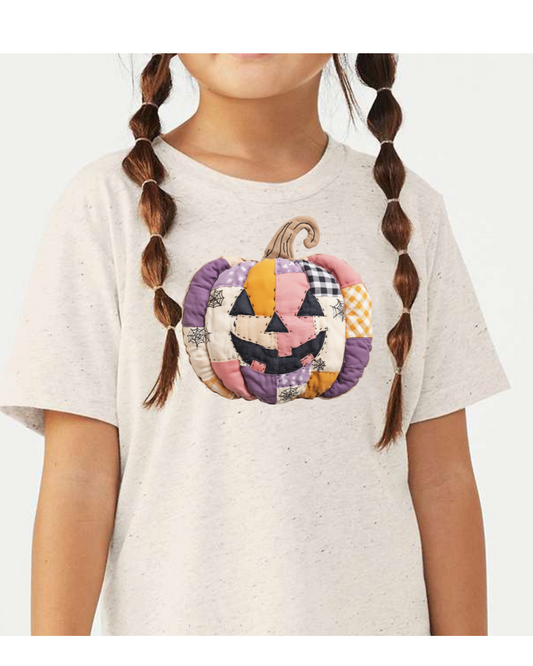 Patchwork Fall Pumpkin Youth Graphic Tee