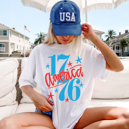 1776 America White Comfort Colors Adult Graphic Tee