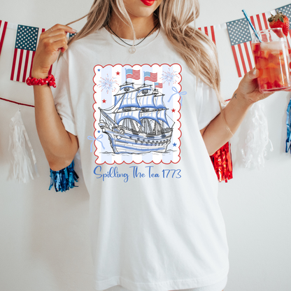 Spilling Tea Since 1773 USA Adult Graphic Tee