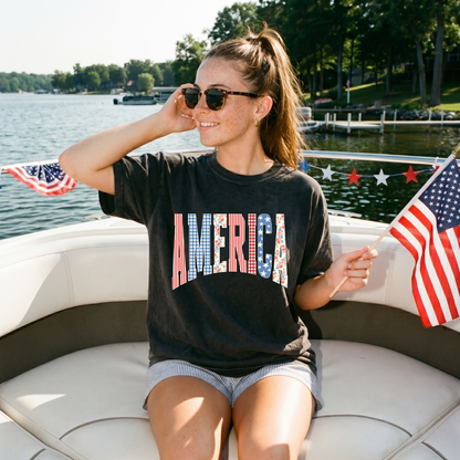 America Quilted Comfort Colors Pepper Graphic Tee