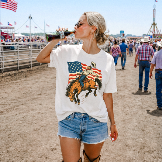 American Rodeo White Comfort Colors Adult Graphic Tee