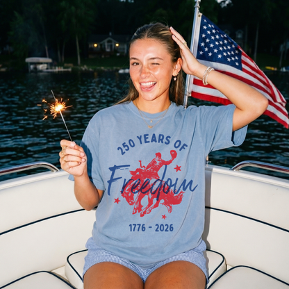 250 Years of Freedom Washed Denim Comfort Colors Adult Graphic Tee