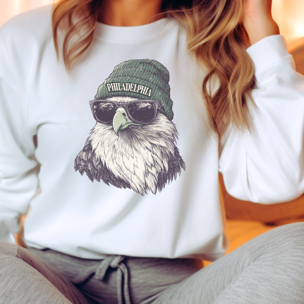 Philadelphia Eagles Beanie Adult Graphic Crewneck Pullover
