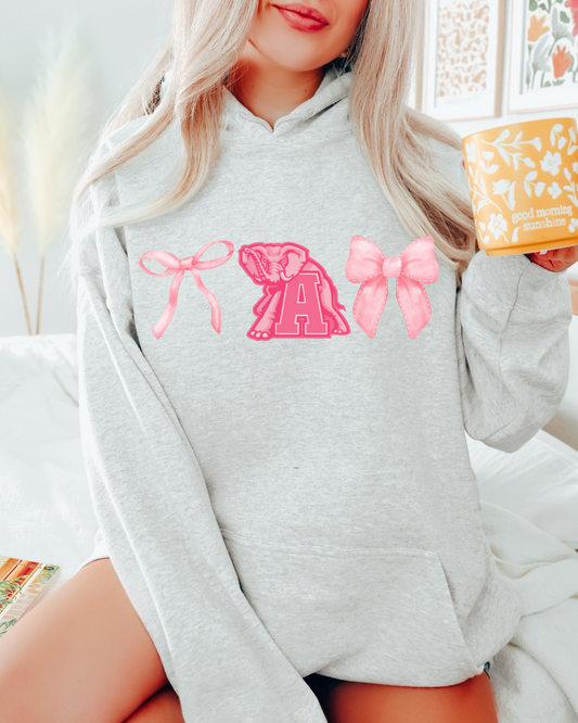 Pink Alabama Bows Adult Graphic Hoodie