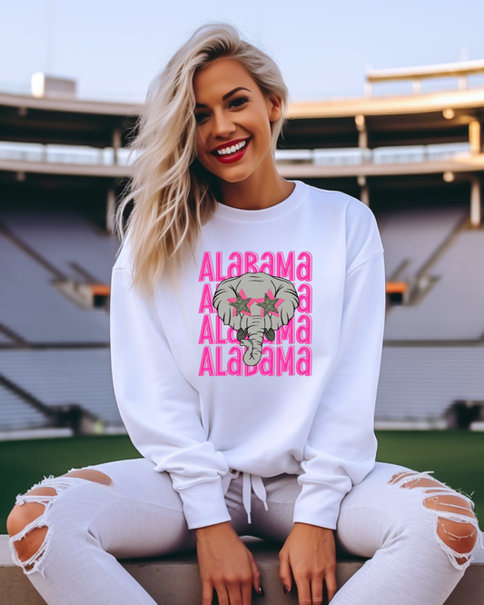 Pink Elephant Alabama Adult Graphic Crewneck Pullover