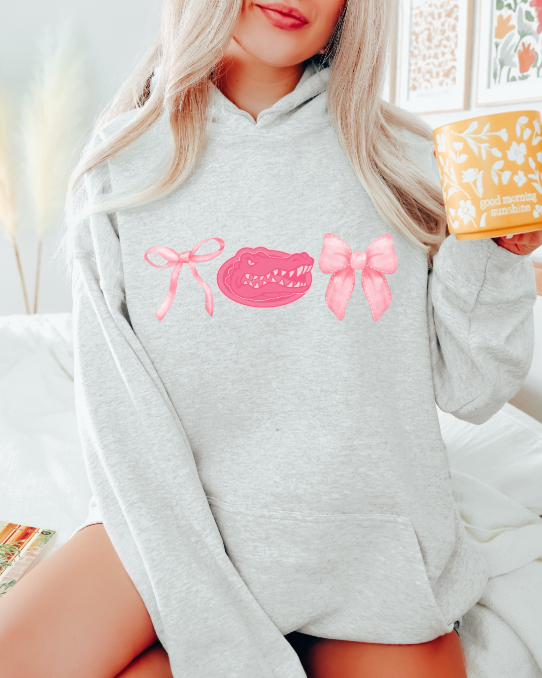 Pink Florida Gator Bows Adult Graphic Hoodie