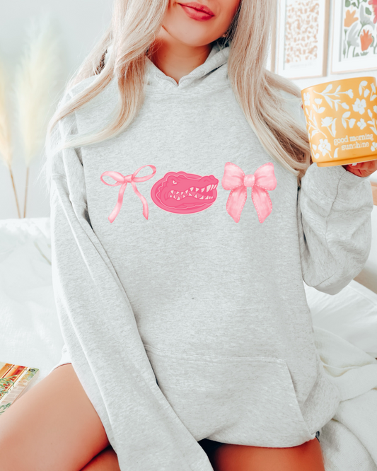 Pink Florida Gator Bows Adult Graphic Hoodie