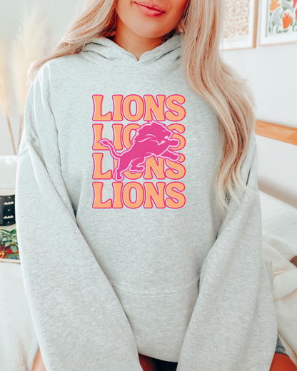 Pink and Orange Detroit Lions Adult Graphic Hoodie