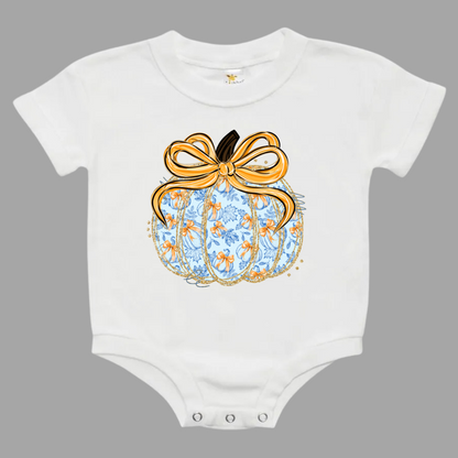 Coquette Preppy Pumpkin Baby Bubble Romper