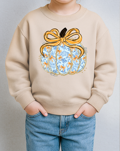 Coquette Preppy Pumpkin Toddler Graphic Sweatshirt