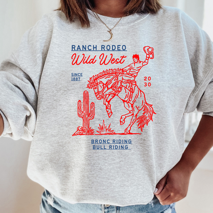 Ranch Rodeo Wild West Adult Graphic Crewneck Pullover