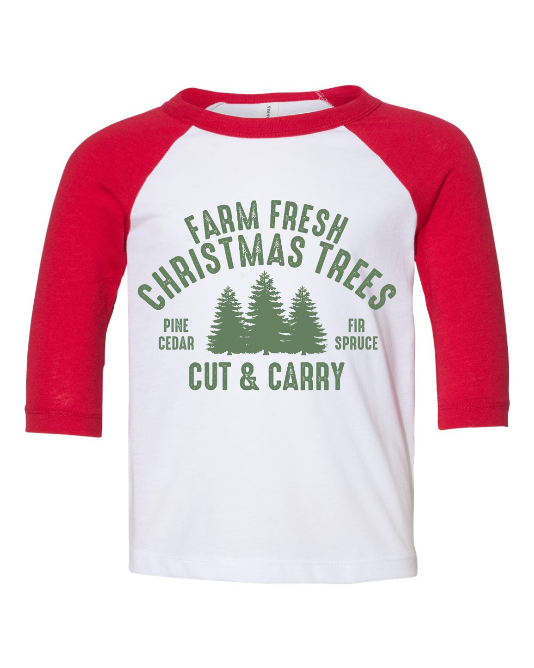 Farm Fresh Christmas Tree's Three Quarter Sleeve Toddler Tee