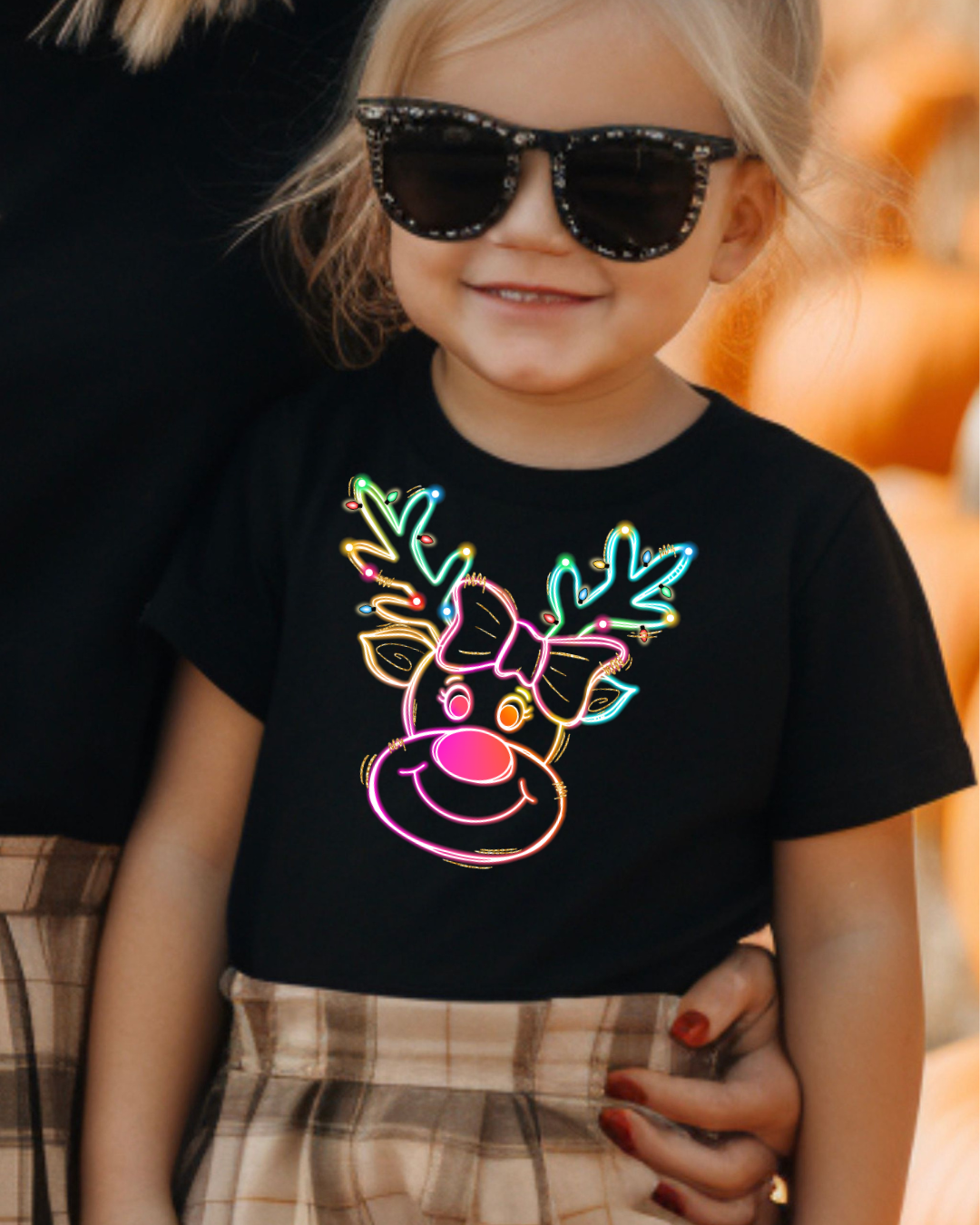 Retro Neon Rudolf Christmas Toddler Graphic Tee