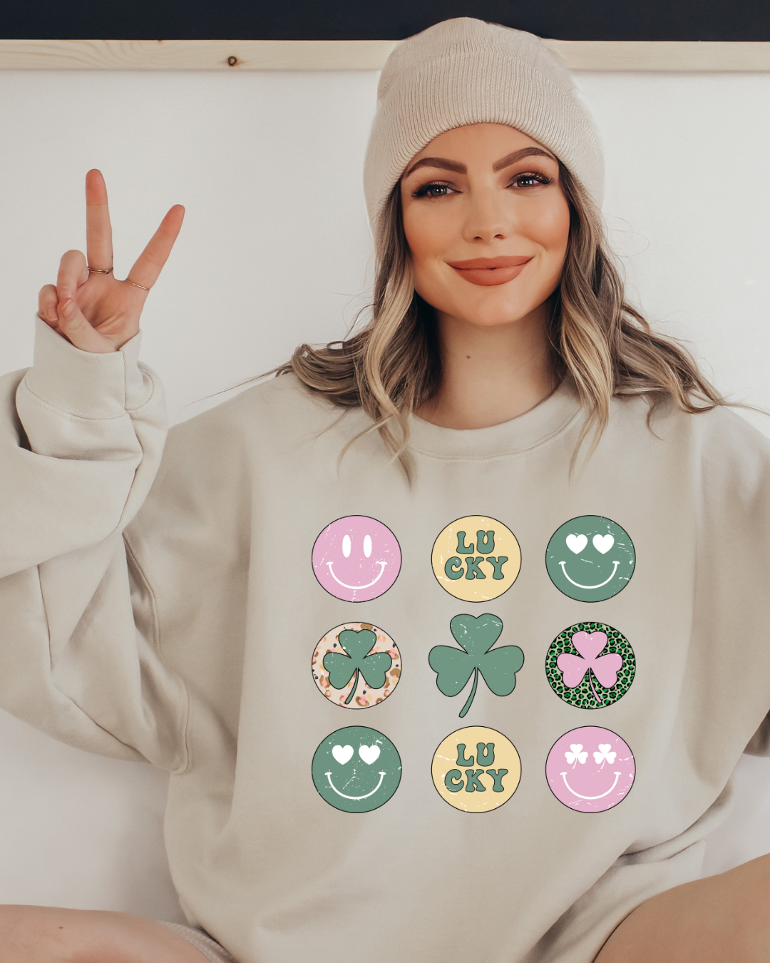 Retro St. Patty's Day Lucky Adult Crewneck Pullover