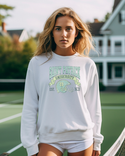 Saint Patricks University Grunge Lucky Adult Graphic Crewneck Pullover