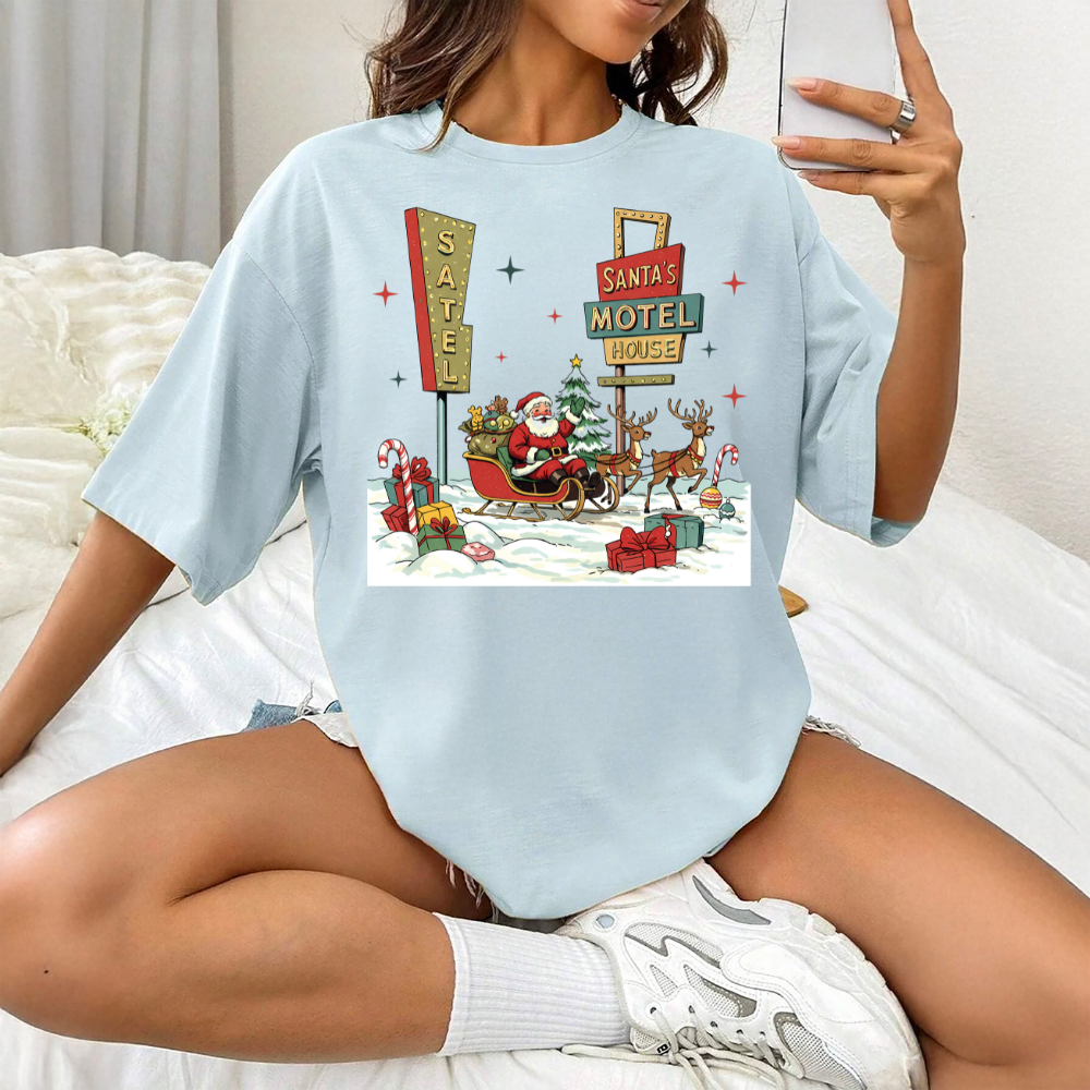 Santa's Christmas Motel Adult Graphic T-Shirt