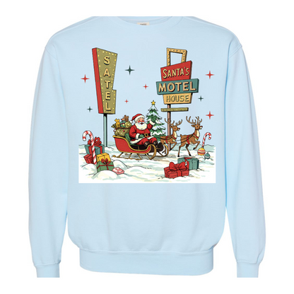 Santa's Christmas Motel Adult Graphic Crewneck Pullover