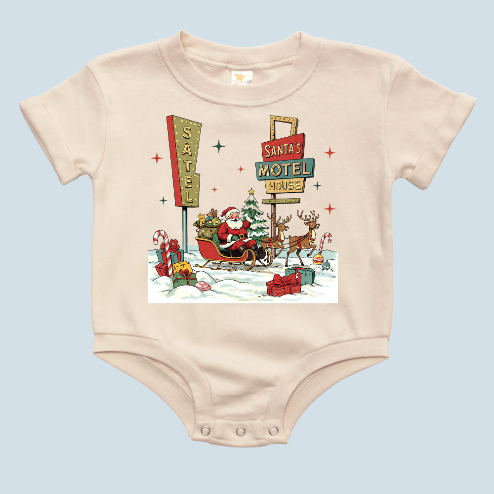 Santa's Christmas Motel Baby Bubble Romper