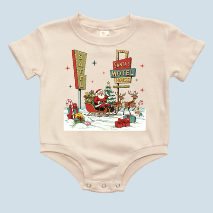 Santa's Christmas Motel Baby Bubble Romper