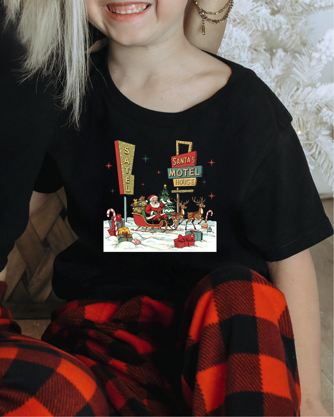 Santa's Christmas Motel Youth Graphic Tee