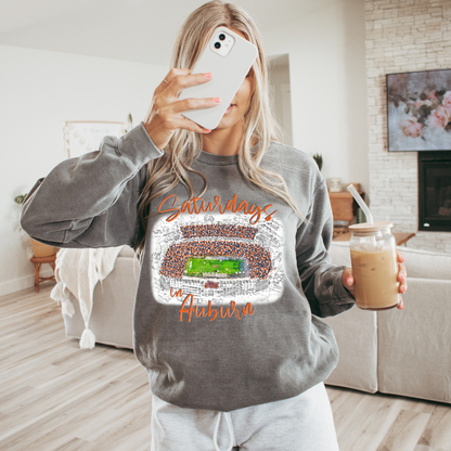 Saturdays In Auburn Adult Graphic Crewneck Pullover