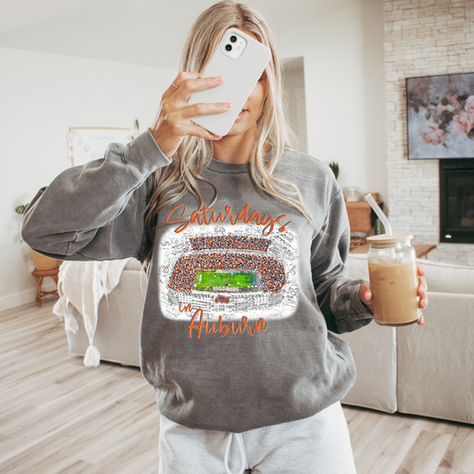 Saturdays In Auburn Adult Graphic Crewneck Pullover