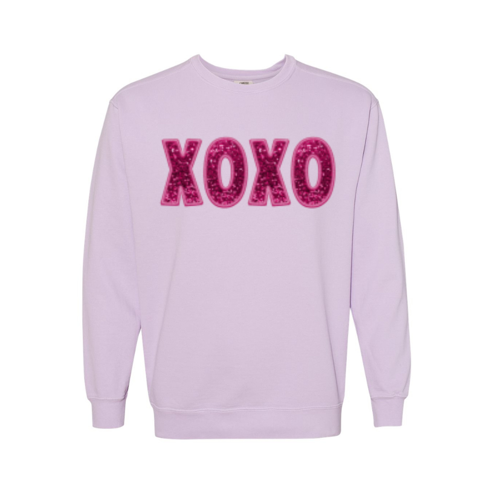 Sequin Sparkly XOXO Adult Graphic Crewneck Pullover