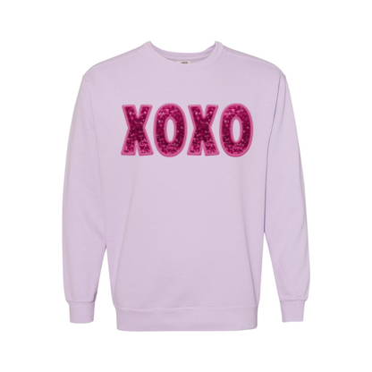 Sequin Sparkly XOXO Adult Graphic Crewneck Pullover
