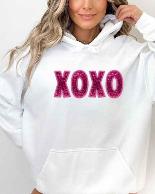 Sequin Sparkly XOXO Valentines Adult Hoodie