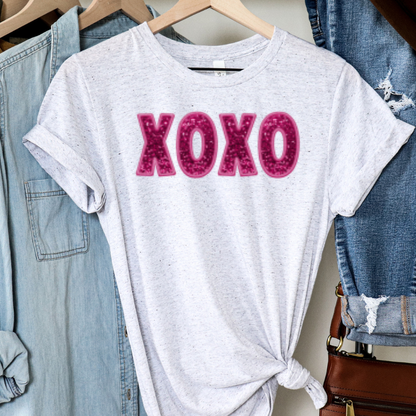 Sequin Sparkly XOXO Adult Graphic T-Shirt