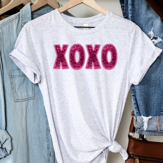 Sequin Sparkly XOXO Adult Graphic T-Shirt
