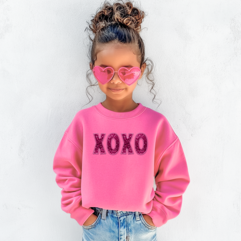 Sequin Sparkly XOXO Youth Crew