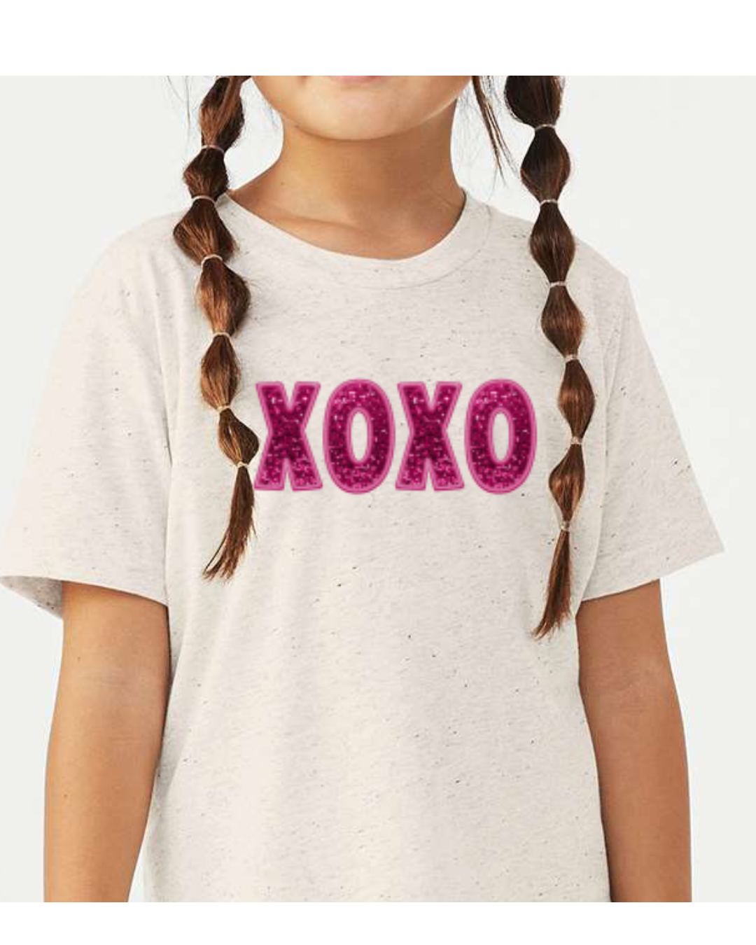 Sequin Sparkly XOXO Youth Short Sleeve