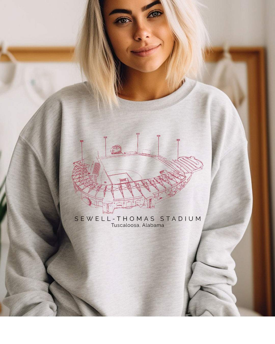 Sewell - Thomas Baseball Stadium Alabama (RED) Adult Graphic Crewneck Pullover