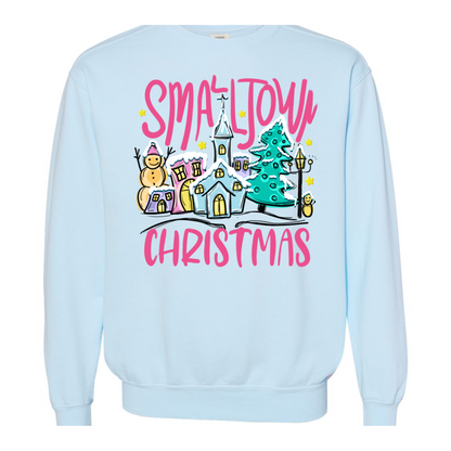 Small Town Christmas Vibes Adult Graphic Crewneck Pullover