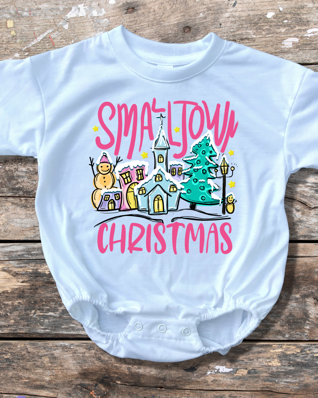 Small Town Christmas Vibes Infant Bubble Romper