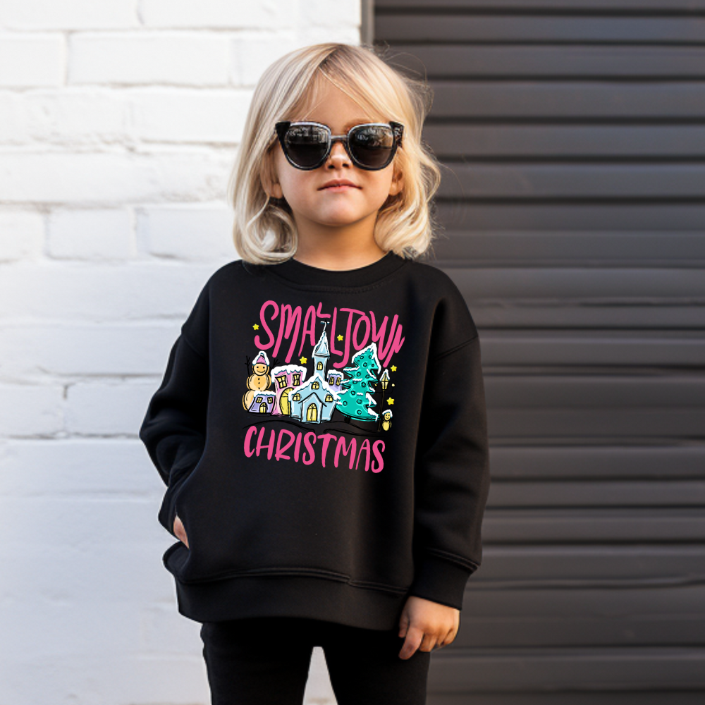 Small Town Christmas Vibes Toddler Graphic Sweatshirt