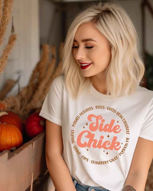 Side Chick Thanksgiving Adult Tee (Orange)