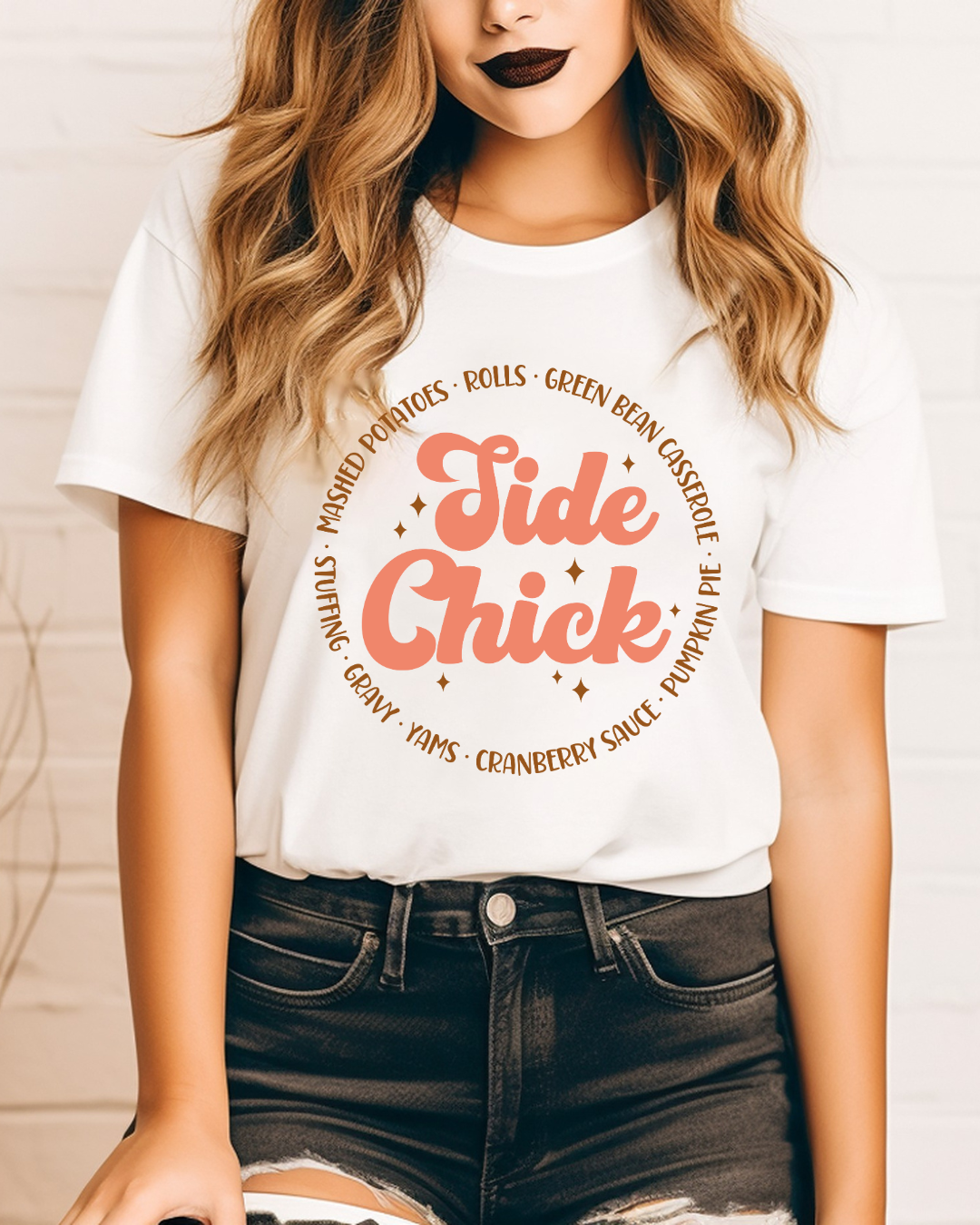 Side Chick Thanksgiving Adult Tee (Orange)