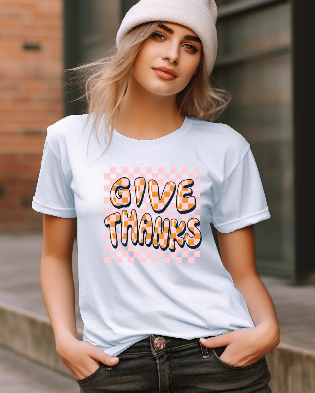 Give Thanks Thanksgiving Adult Tee