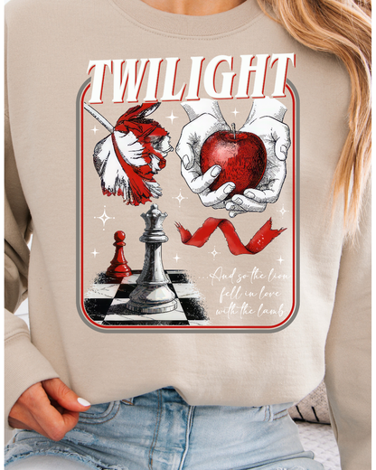 So the Lion Fell in Love with the Lamb Twilight Adult Graphic Crewneck Pullover
