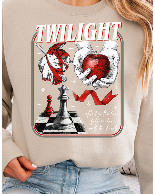 So the Lion Fell in Love with the Lamb Twilight Adult Graphic Crewneck Pullover