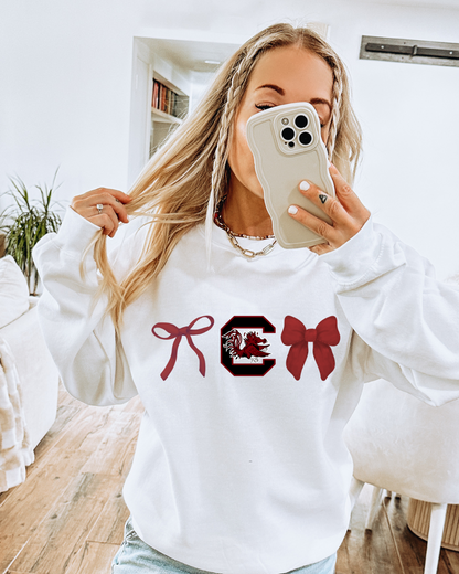 South Carolina Gamecock Bows Adult Graphic Crewneck Pullover