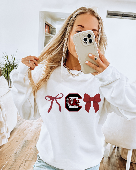 South Carolina Gamecock Bows Adult Graphic Crewneck Pullover
