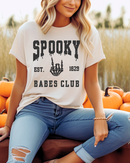 Spooky Babes Club Spooky (Black) Adult Graphic T-Shirt