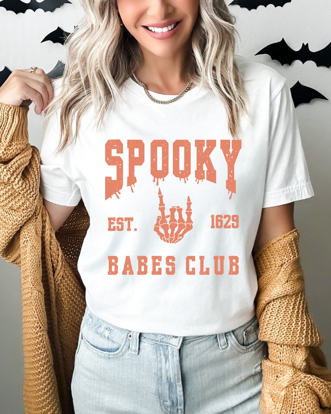 Spooky Babes Club Spooky (Orange) Adult Graphic T-Shirt