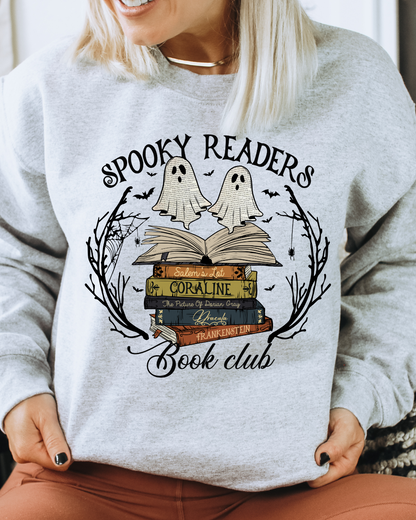Spooky Readers Book Club Adult Graphic Crewneck Pullover