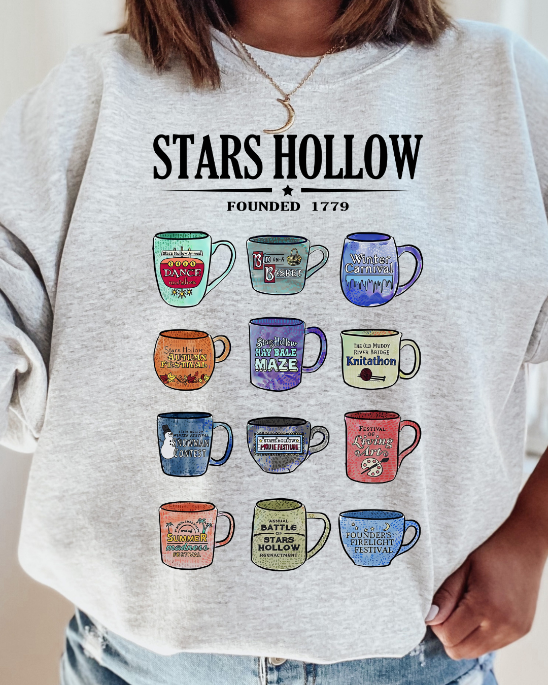 Stars Hallow Coffee Cups Gilmore Girls Adult Graphic Crewneck Pullover