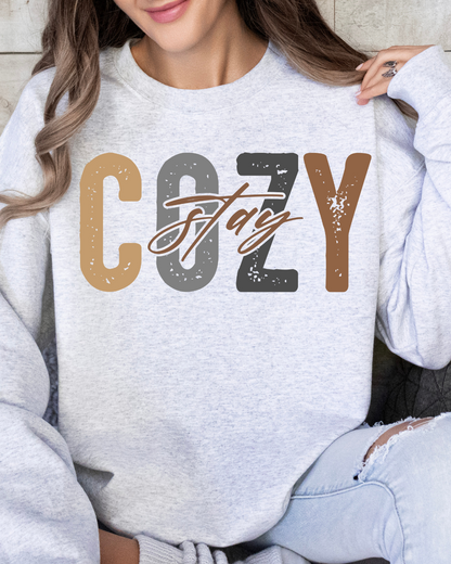 Stay Cozy Adult Graphic Crewneck Pullover